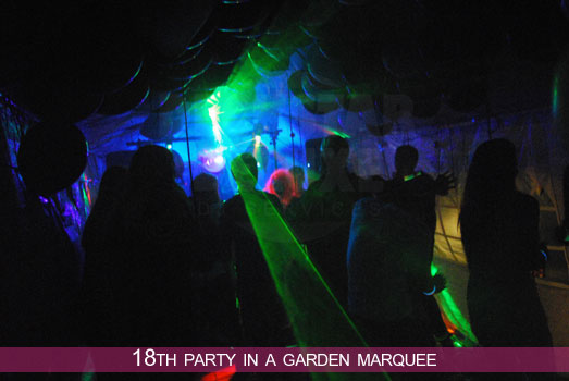 Laser light show for a Cotswold Garden Marquee Disco